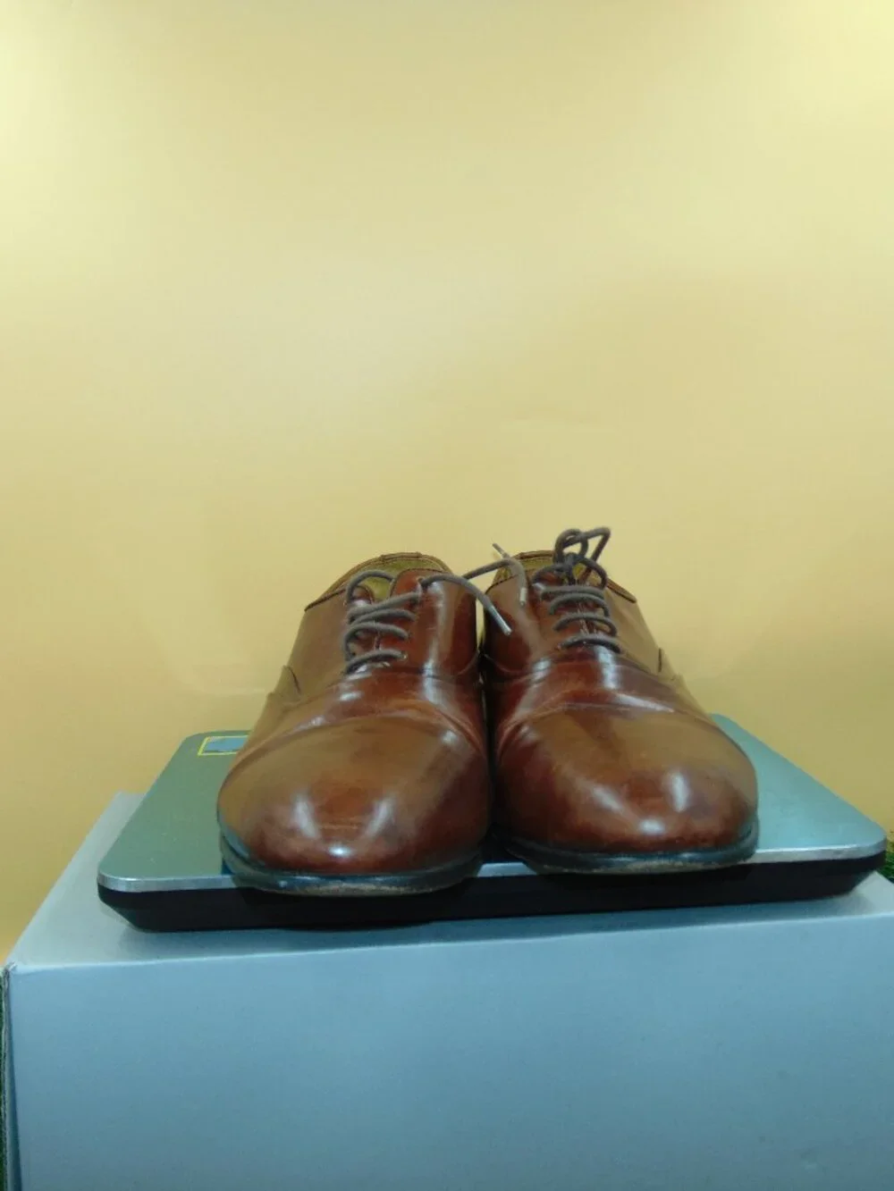 Stacy Adams Mens 9.5 M Cognac Brown Leather Cap Toe Oxfords Dress Shoes